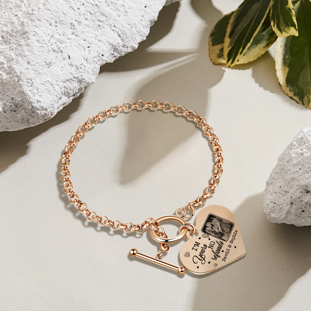 Personalised Photo Bracelet Set I’m Yours No Returns or Refunds Gift for Her