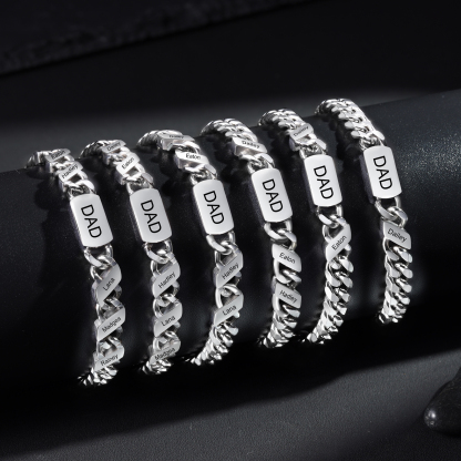 Personalised Cuban Chain Bracelet, Custom Text & 1 Name Engraved Gift for Men | Jessemade
