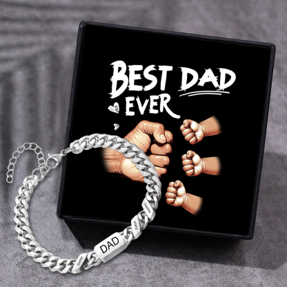 Personalised Bracelet for Dad – Cuban Chain Bracelet Engraved with 1-6 Names Gift for Men | Jessemade
