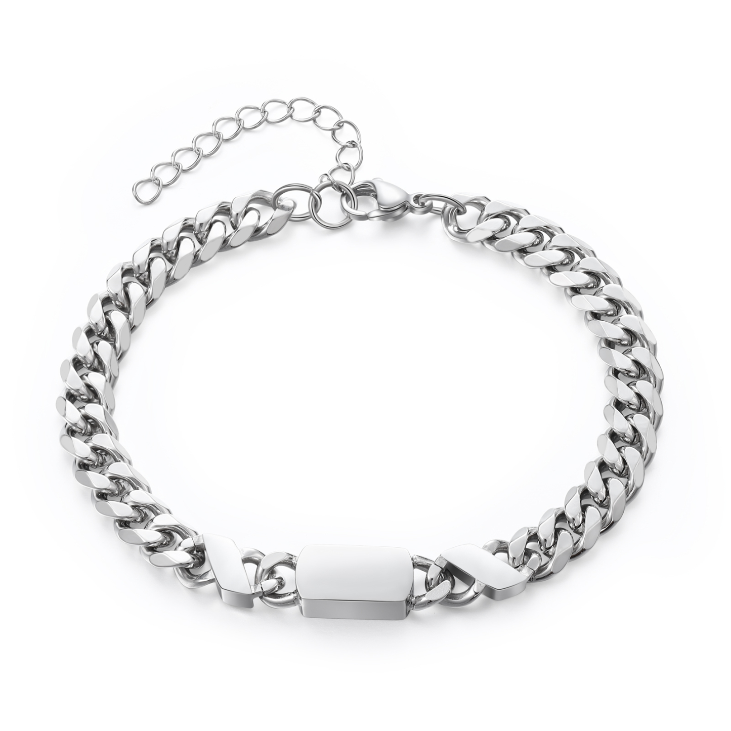 Personalised Cuban Chain Bracelet, Custom Text & 2 Names Engraved Gift for Men | Jessemade