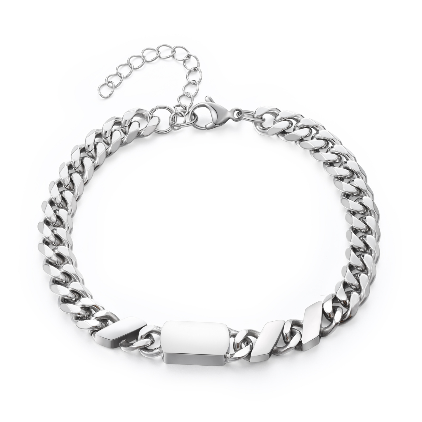 Personalised Cuban Chain Bracelet, Custom Text & 3 Names Engraved Gift for Men | Jessemade