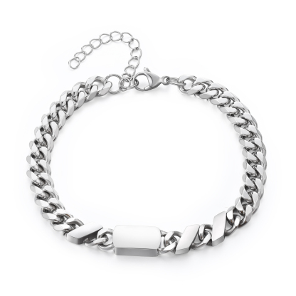 Personalised Cuban Chain Bracelet, Custom Text & 3 Names Engraved Gift for Men | Jessemade