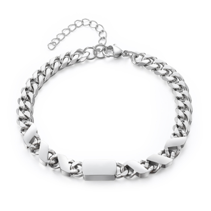 Personalised Cuban Chain Bracelet, Custom Text & 6 Names Engraved Gift for Men | Jessemade