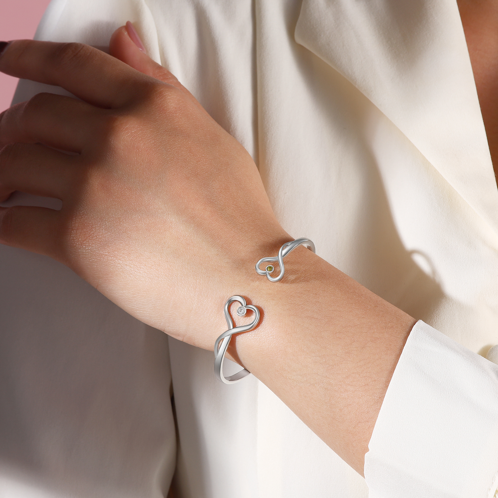 Personalised Mother & Daughter Birthstone Bracelet Custom with 2 Birthstones and Text Mother's Day Gift | Jessemade