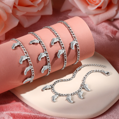 Personalised Baby Foot Charm Bracelet, Custom with1-5 Names Engraved Gift for Women | Jessemade