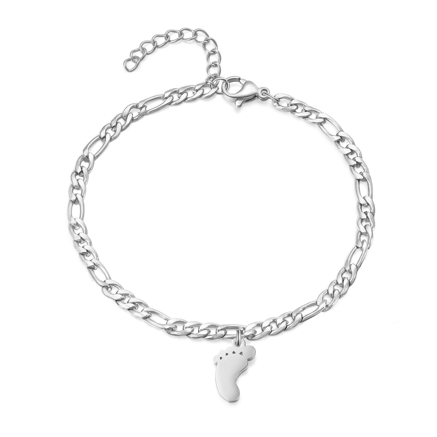 Personalised Baby Foot Charm Bracelet, Custom with1-5 Names Engraved Gift for Women | Jessemade