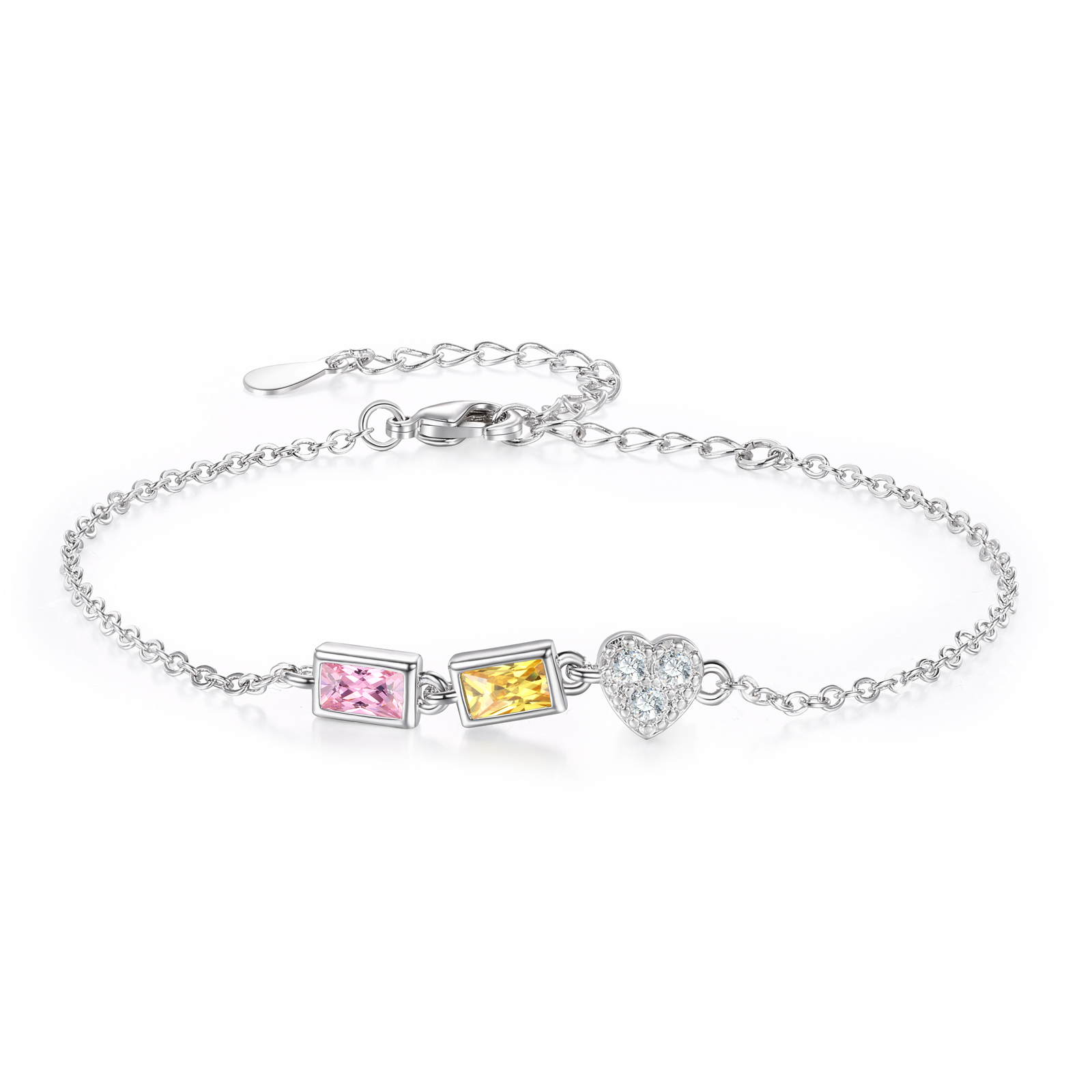Custom Mother’s Day Birthstone Necklace Bracelet – Adjustable 2 Birthstones Family Gift for Her | Jessemade