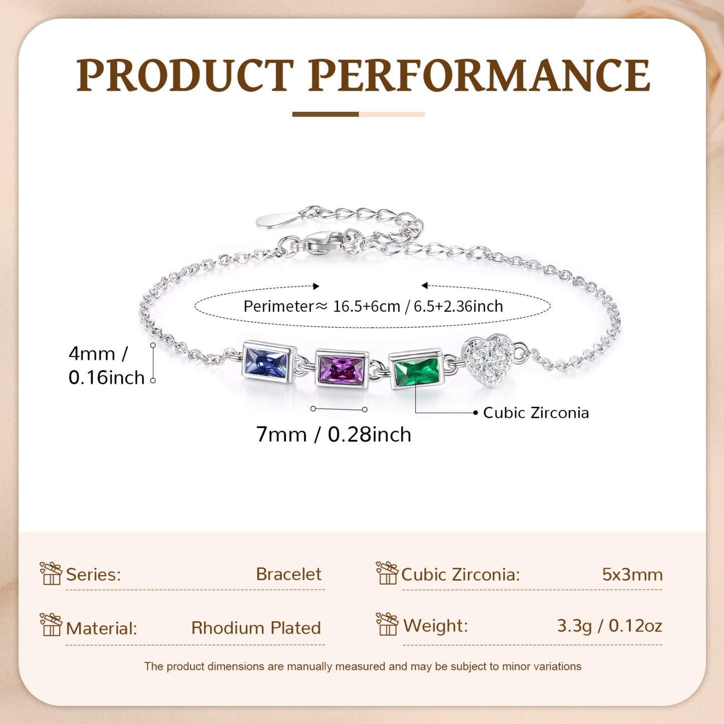 Custom Mother’s Day Birthstone Necklace Bracelet – Adjustable 3 Birthstones Family Gift for Her | Jessemade
