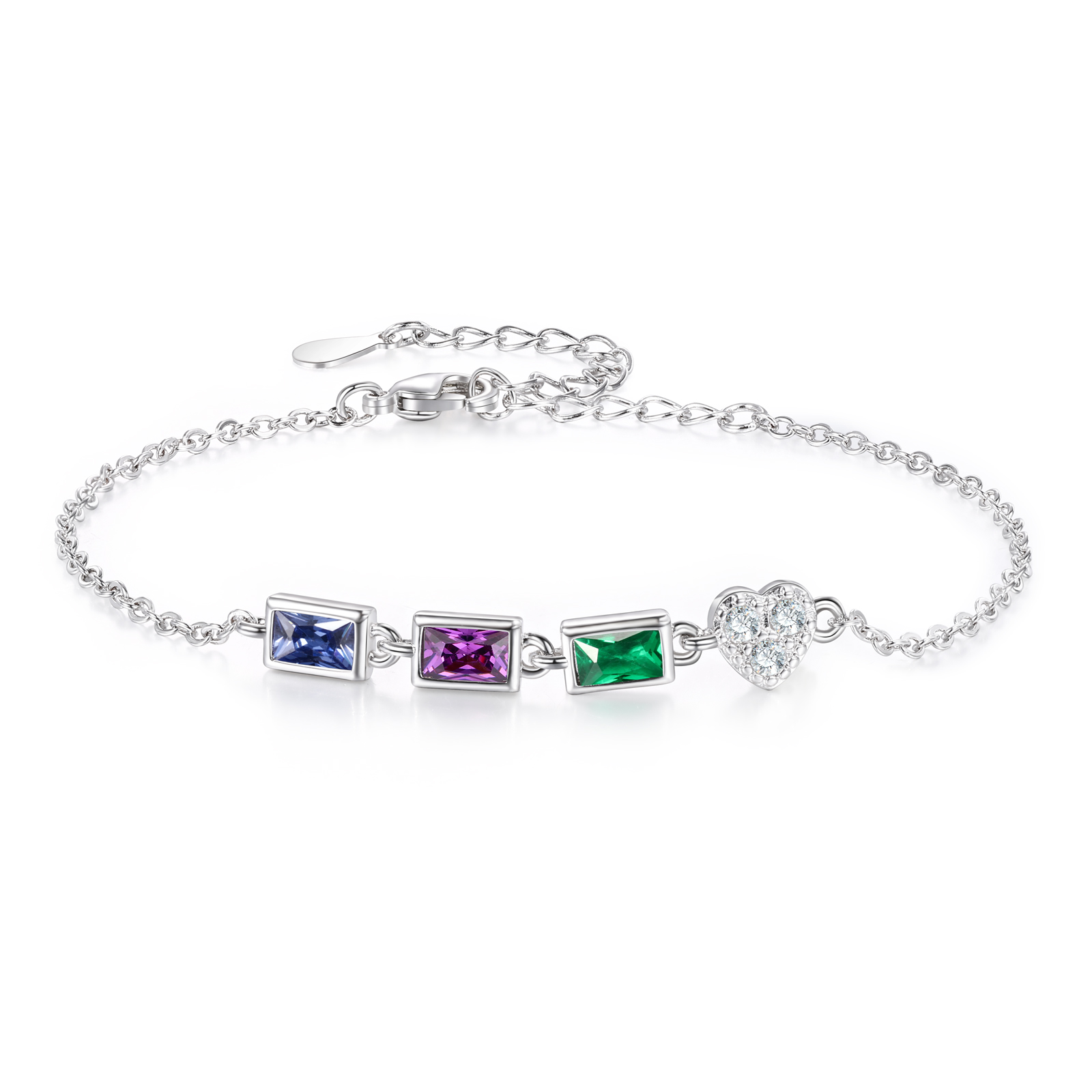 Custom Mother’s Day Birthstone Necklace Bracelet – Adjustable 3 Birthstones Family Gift for Her | Jessemade