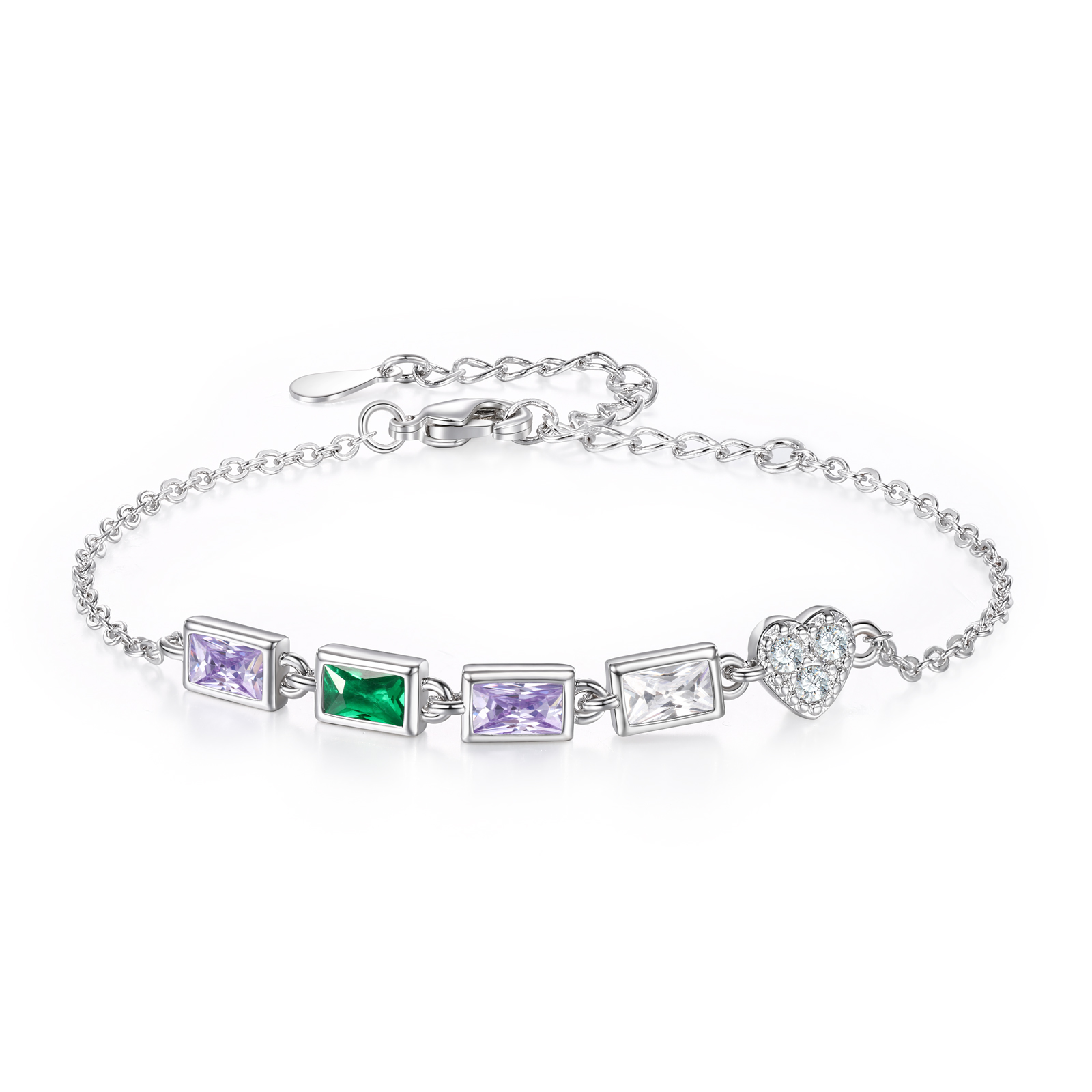 Custom Mother’s Day Birthstone Necklace Bracelet – Adjustable 4 Birthstones Family Gift for Her | Jessemade