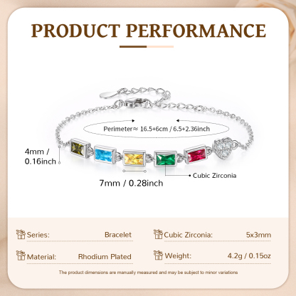 Custom Mother’s Day Birthstone Necklace Bracelet – Adjustable 5 Birthstones Family Gift for Her | Jessemade