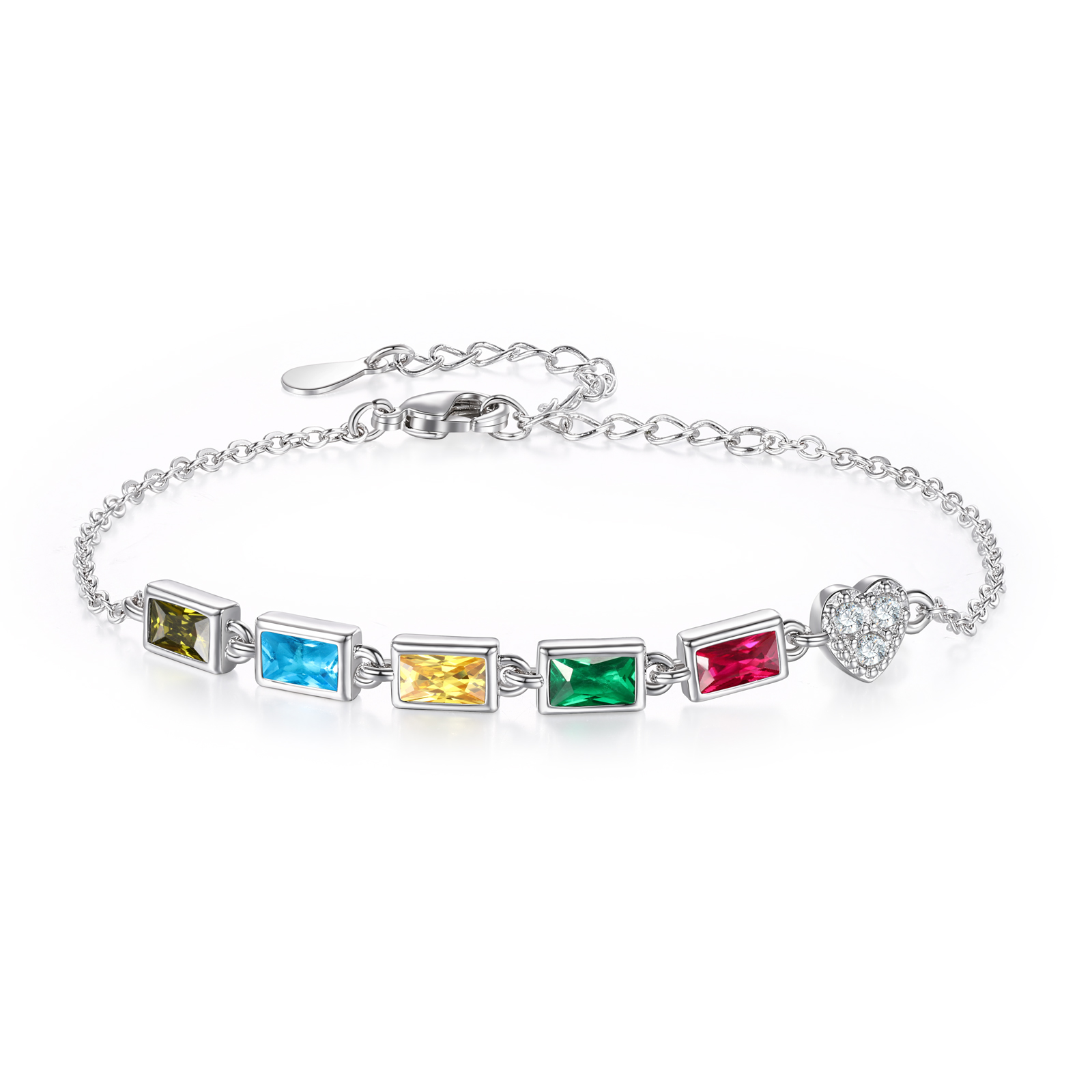 Custom Mother’s Day Birthstone Necklace Bracelet – Adjustable 5 Birthstones Family Gift for Her | Jessemade