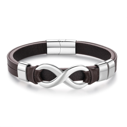 Personalised 3 Names&1 Text Leather Bracelet Custom for Him