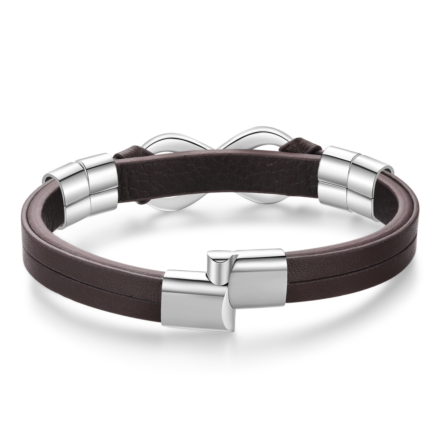 Personalised 4 Names&1 Text Leather Bracelet Custom for Him