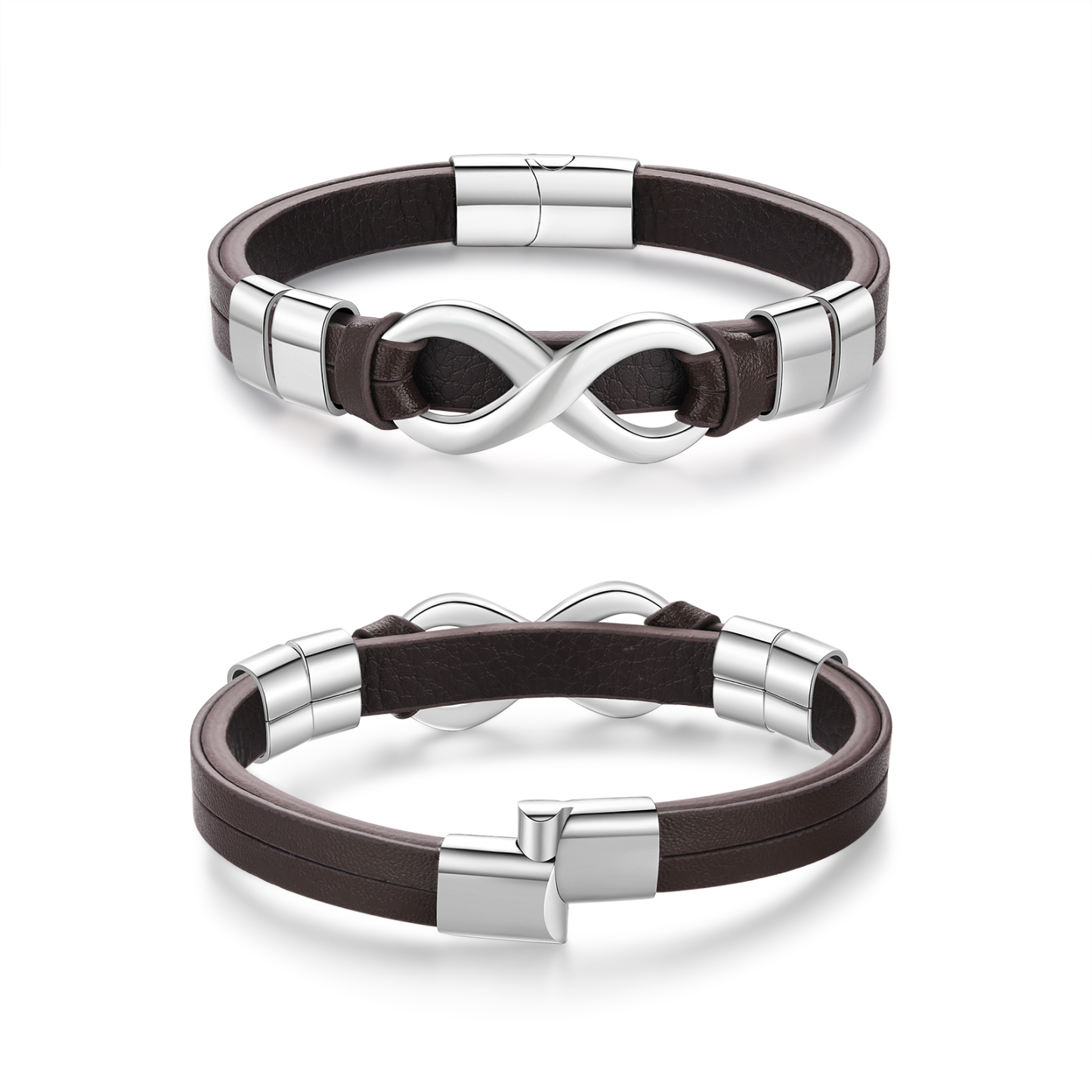 Personalised 4 Names&1 Text Leather Bracelet Custom for Him