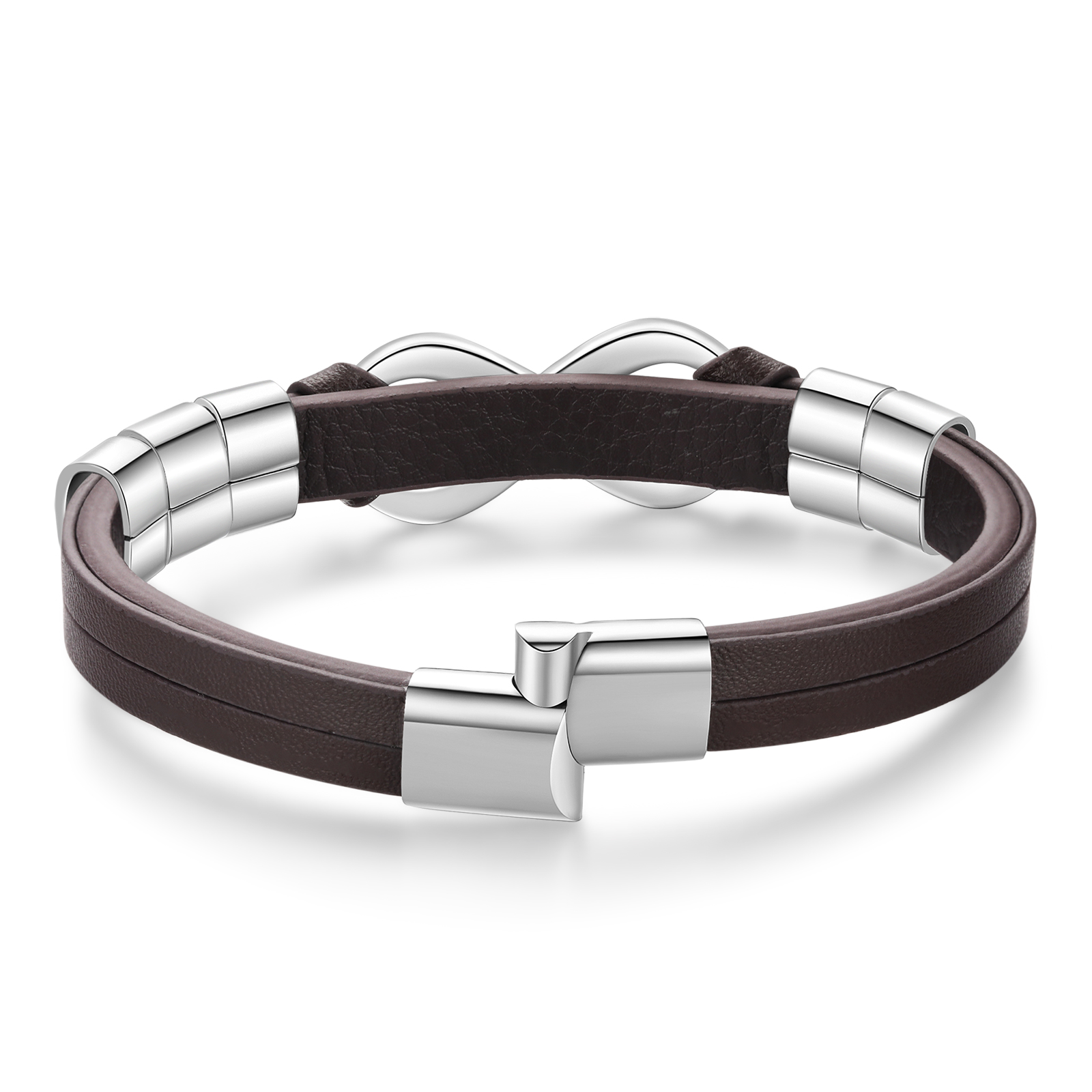 Personalised 5 Names&1 Text Leather Bracelet Custom for Him