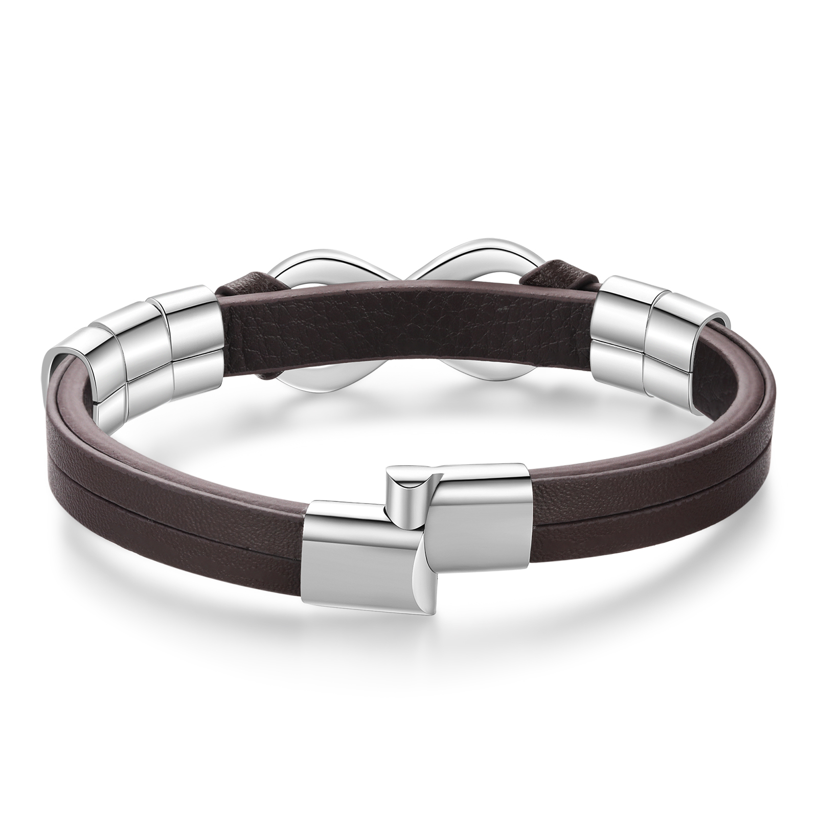 Personalised 5 Names&1 Text Leather Bracelet Custom for Him