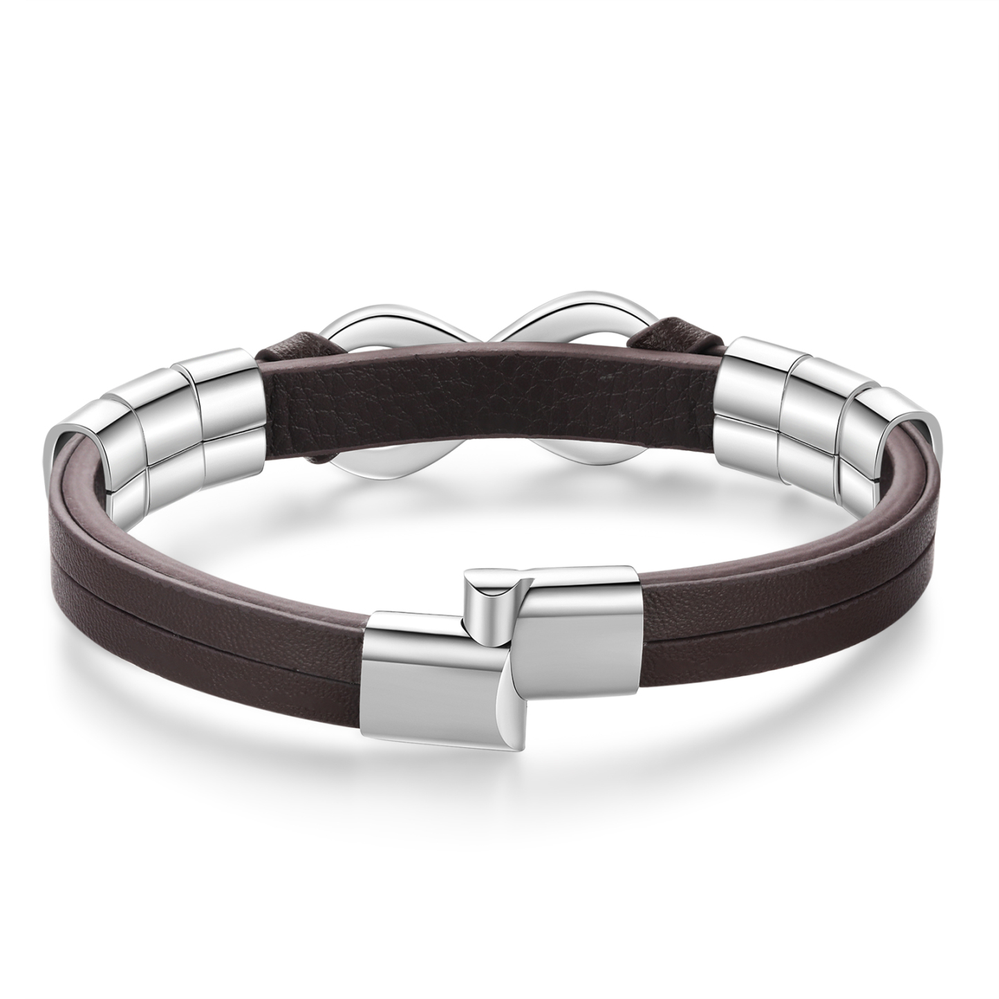 Personalised 6 Names&1 Text Leather Bracelet Custom for Him