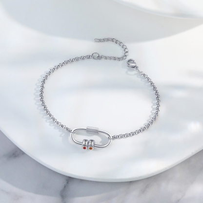 Personalised Bracelet With 2 Birthstones Heart Charm Bracelet Gift For Women | Jessemade