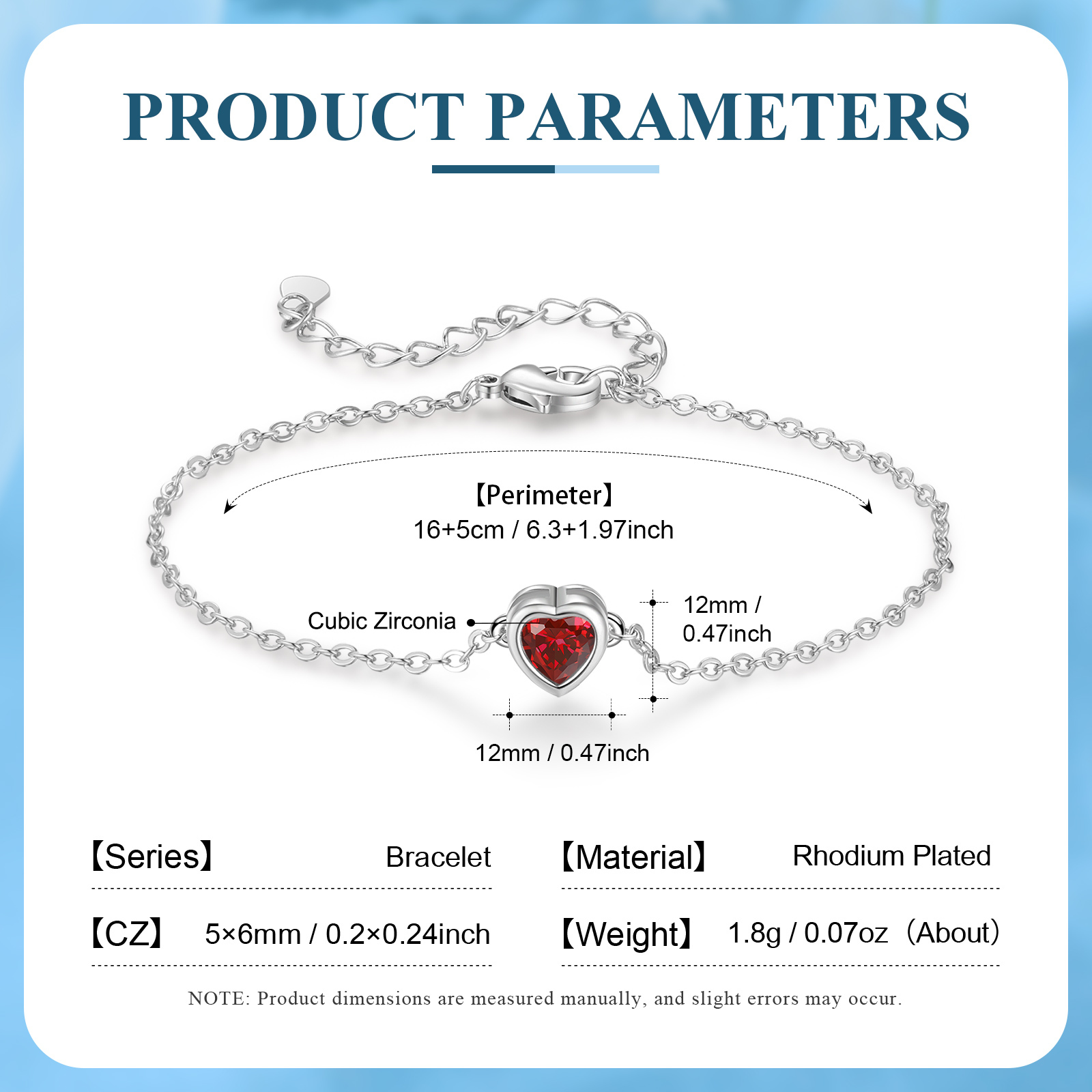 Personalised Heart Birthstone Bracelet – Adjustable Gift for Her | Jessemade