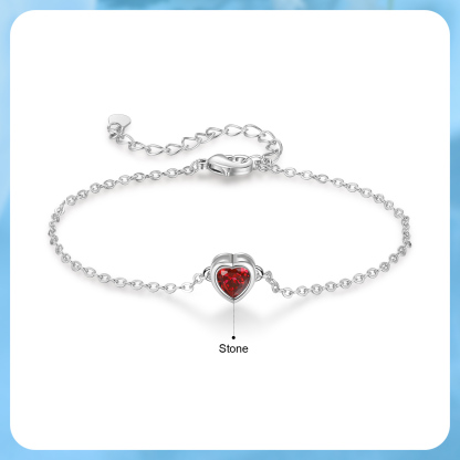 Personalised Heart Birthstone Bracelet – Adjustable Gift for Her | Jessemade