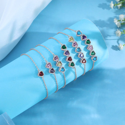 Heart Bracelet with 5 Birthstones – Personalised Gift for Mum, Nana or Partner | Jessemade