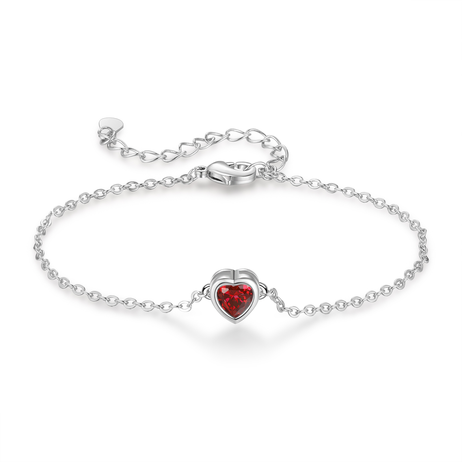 Personalised Heart Birthstone Bracelet – Adjustable Gift for Her | Jessemade
