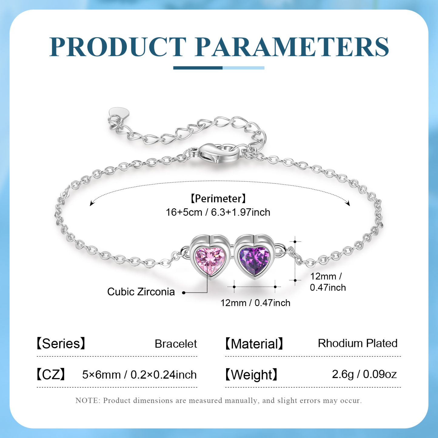 Heart Bracelet with 1-6 Birthstones – Personalised Gift for Mum, Nana or Partner | Jessemade