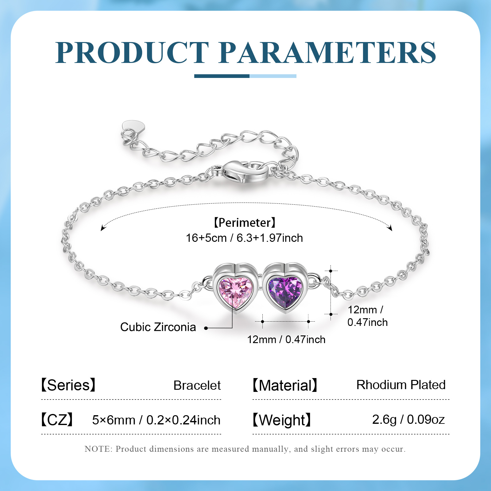Heart Bracelet with 1-6 Birthstones – Personalised Gift for Mum, Nana or Partner | Jessemade