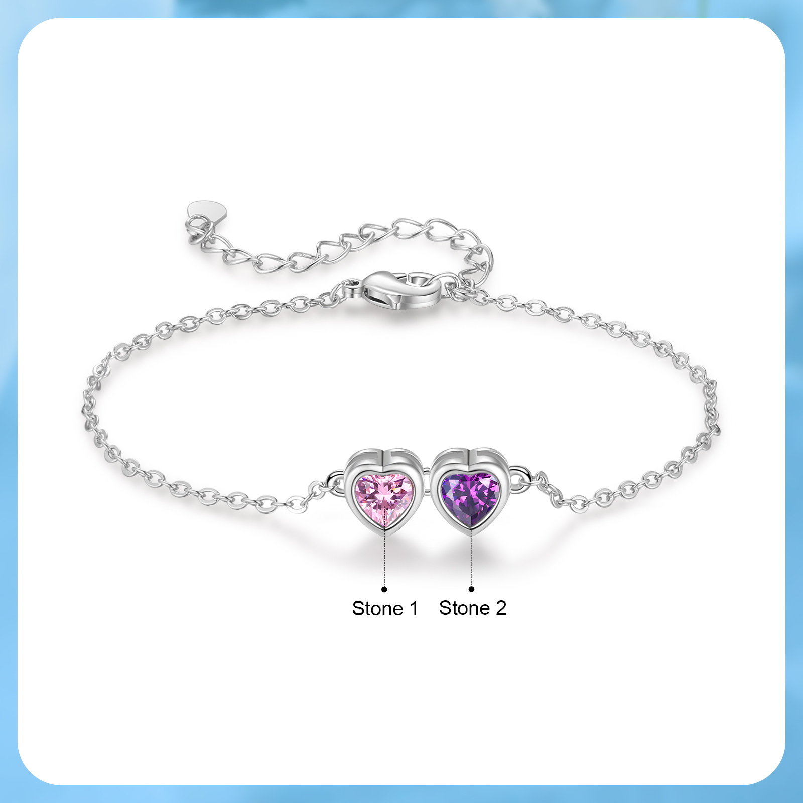 Heart Bracelet with 1-6 Birthstones – Personalised Gift for Mum, Nana or Partner | Jessemade