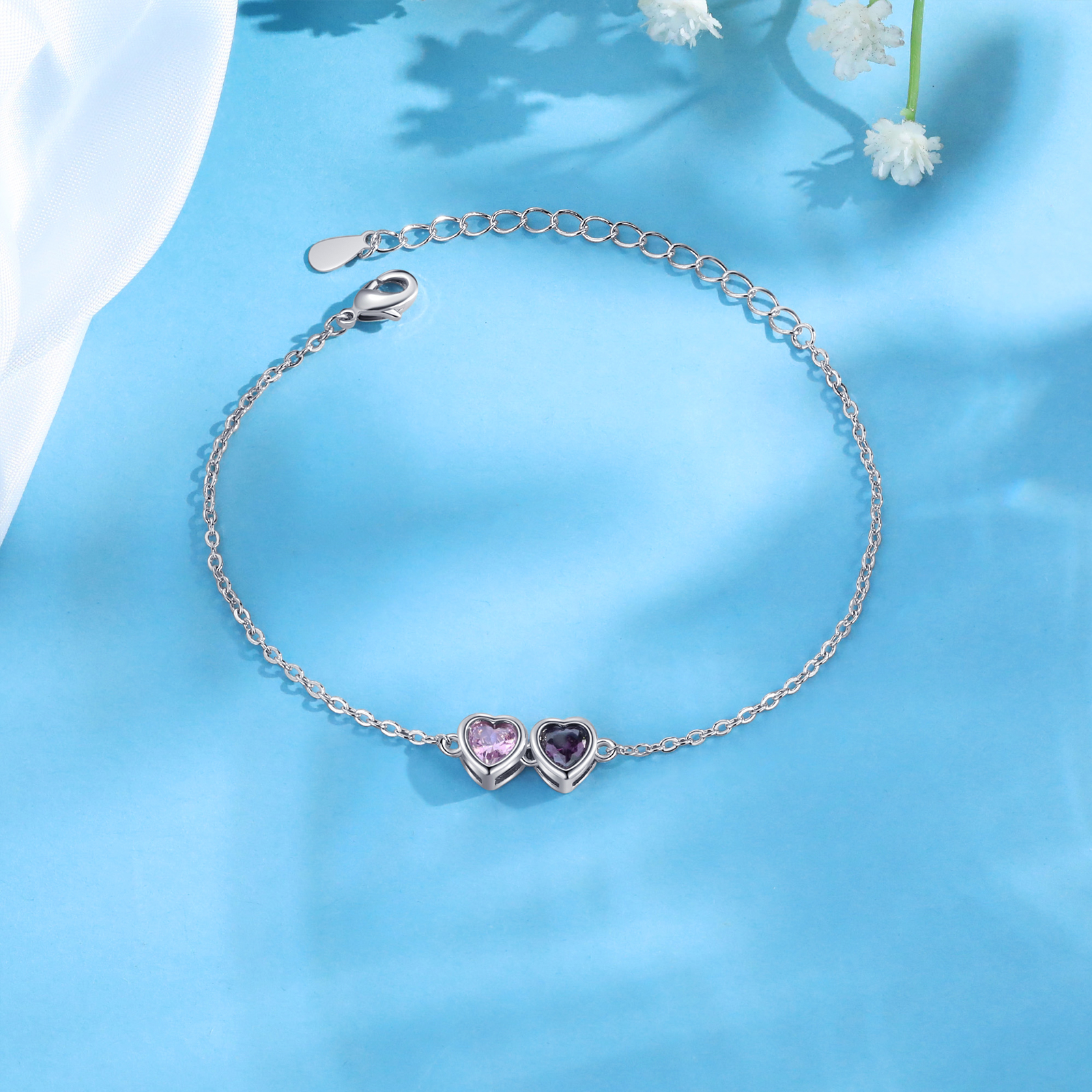 Heart Bracelet with 1-6 Birthstones – Personalised Gift for Mum, Nana or Partner | Jessemade