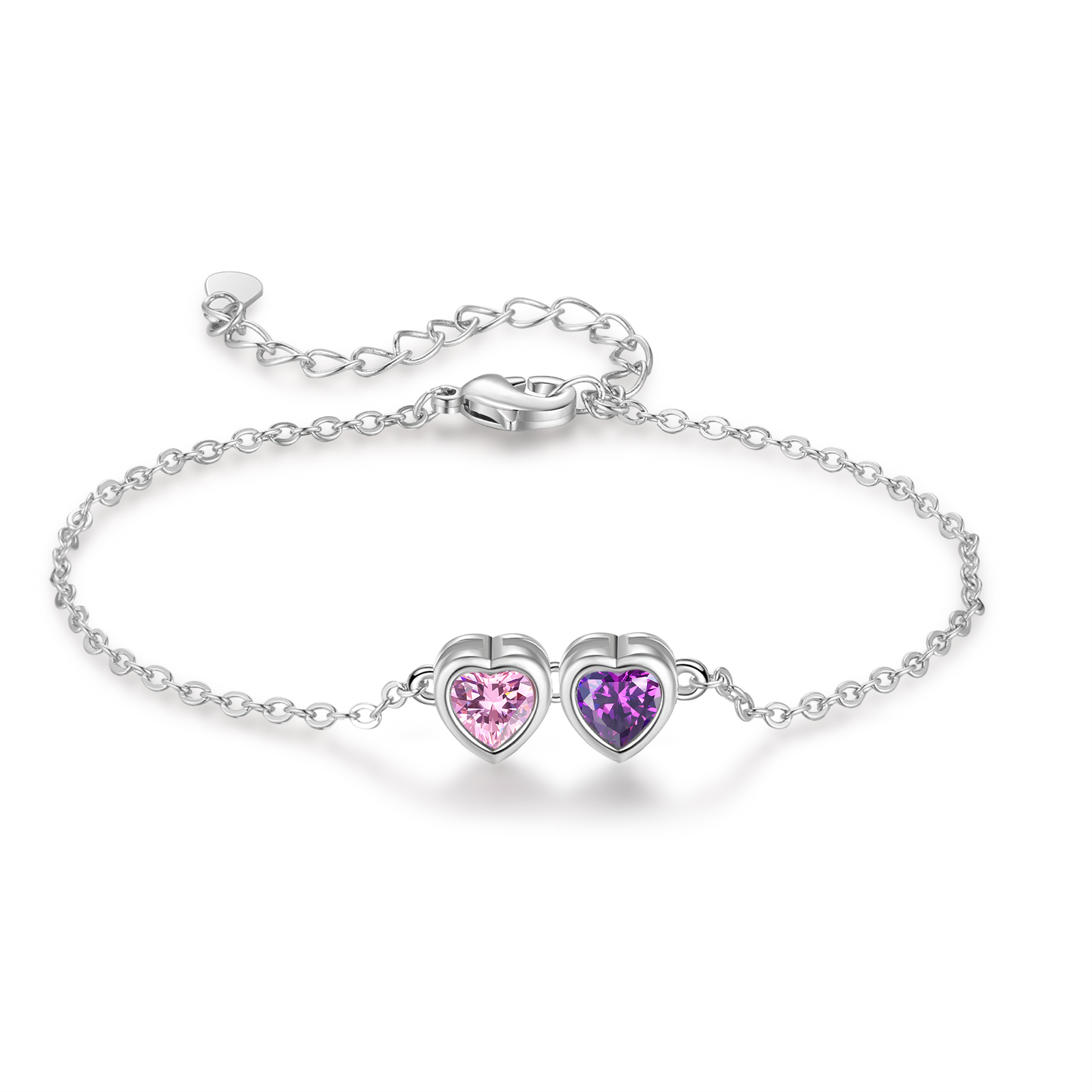 Heart Bracelet with 1-6 Birthstones – Personalised Gift for Mum, Nana 