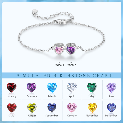 Heart Bracelet with 1-6 Birthstones – Personalised Gift for Mum, Nana or Partner | Jessemade