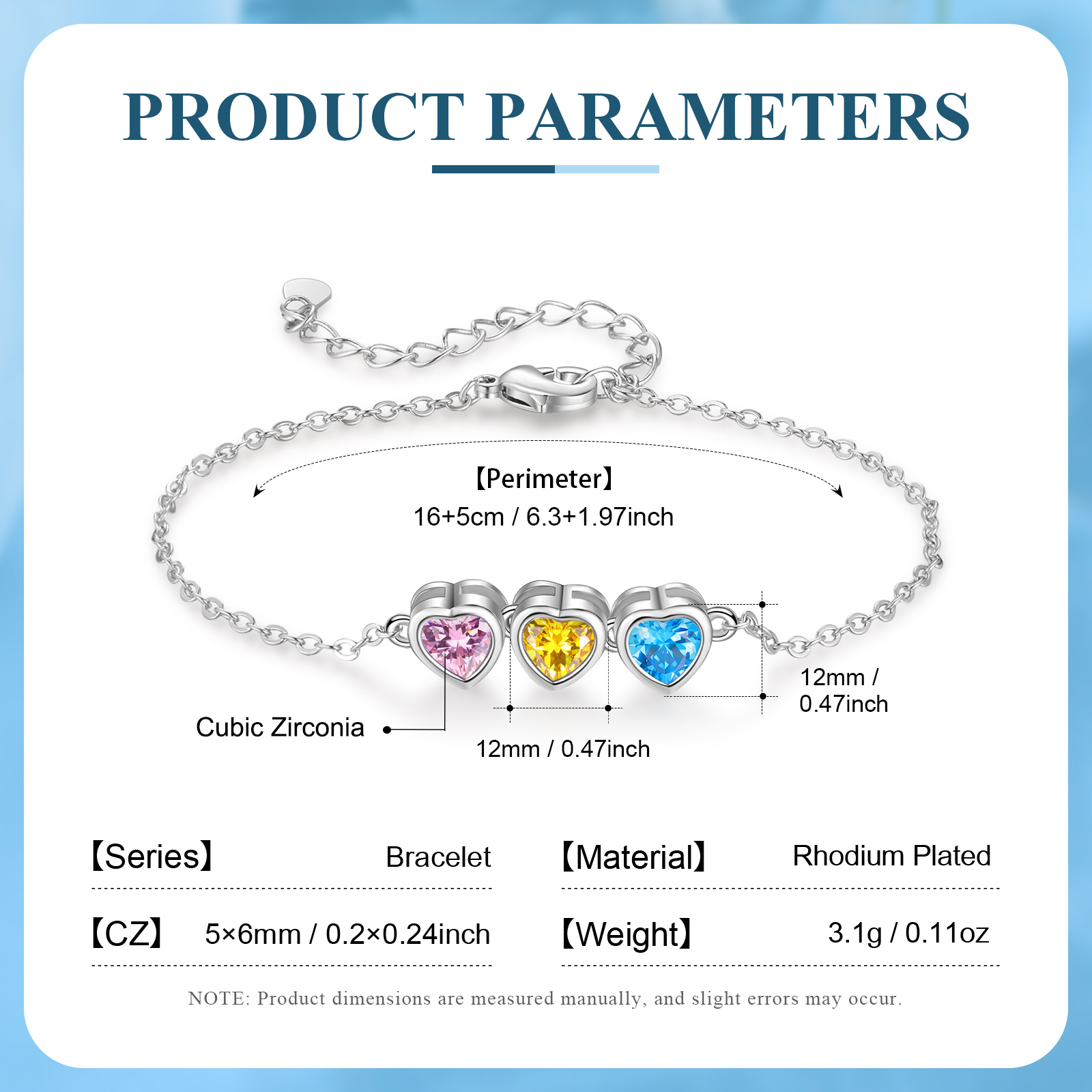 Heart Bracelet with 1-6 Birthstones – Personalised Gift for Mum, Nana or Partner | Jessemade