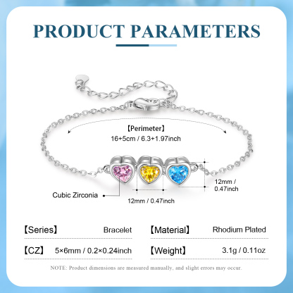 Heart Bracelet with 1-6 Birthstones – Personalised Gift for Mum, Nana or Partner | Jessemade