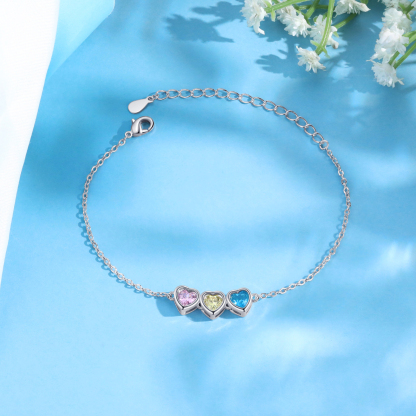 Heart Bracelet with 1-6 Birthstones – Personalised Gift for Mum, Nana or Partner | Jessemade