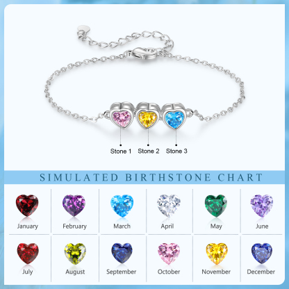 Heart Bracelet with 1-6 Birthstones – Personalised Gift for Mum, Nana or Partner | Jessemade