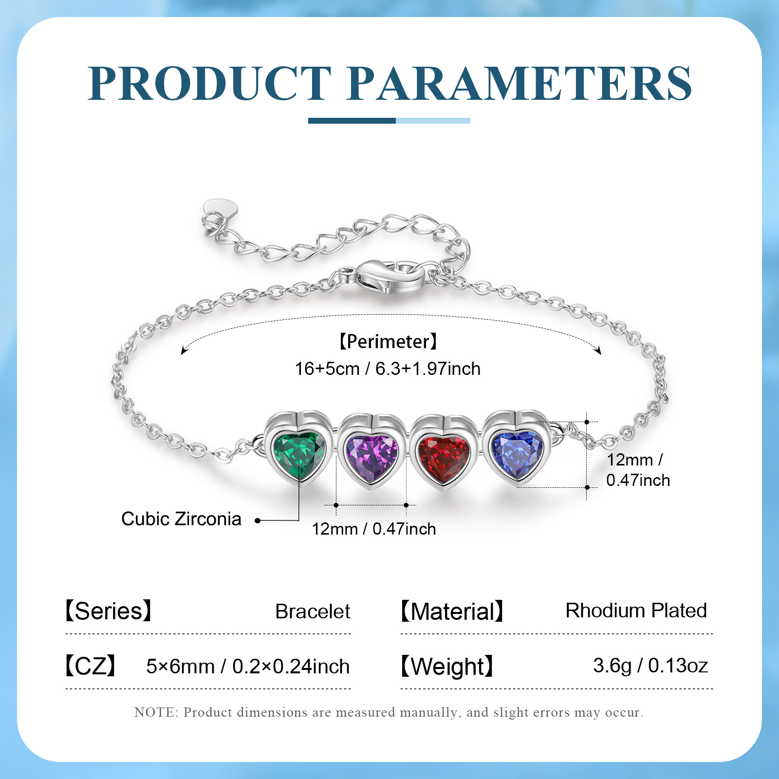 Heart Bracelet with 4 Birthstones – Personalised Gift for Mum, Nana or Partner | Jessemade