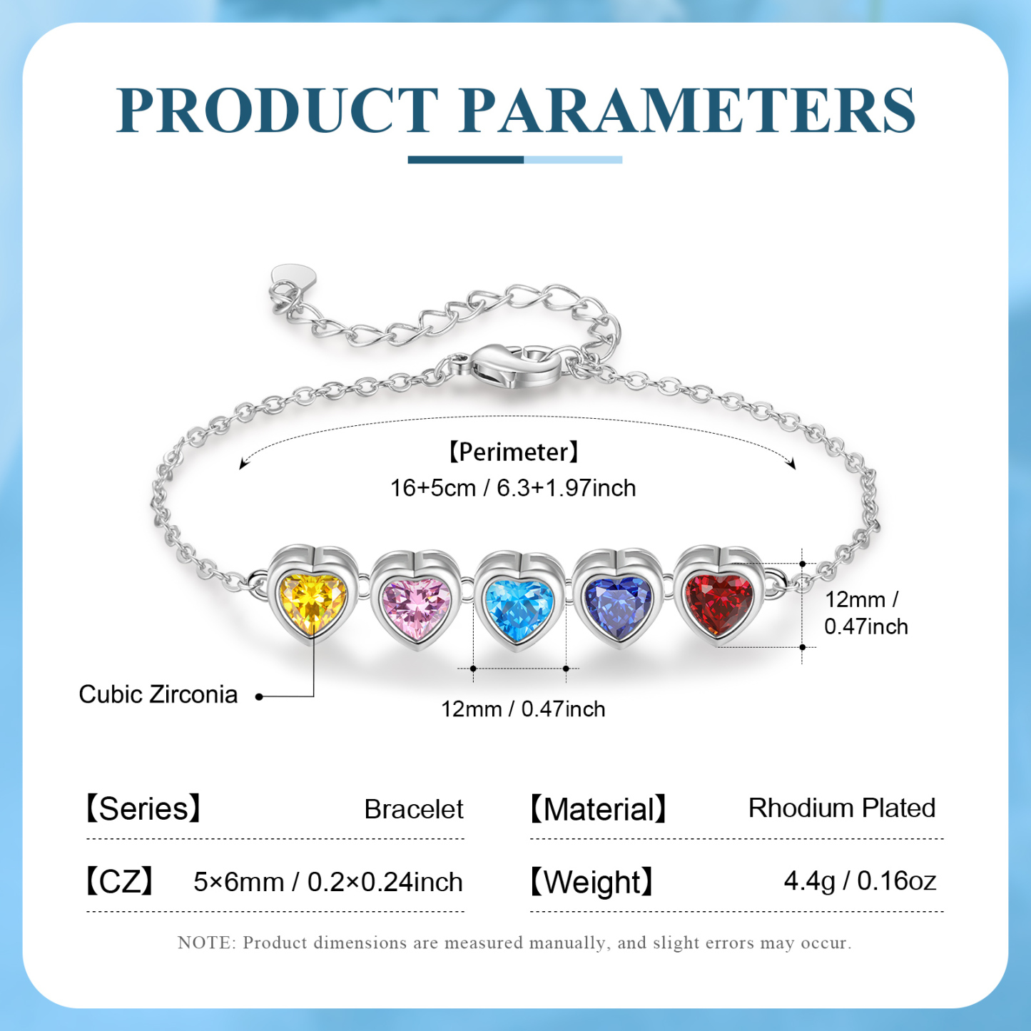 Heart Bracelet with 5 Birthstones – Personalised Gift for Mum, Nana or Partner | Jessemade