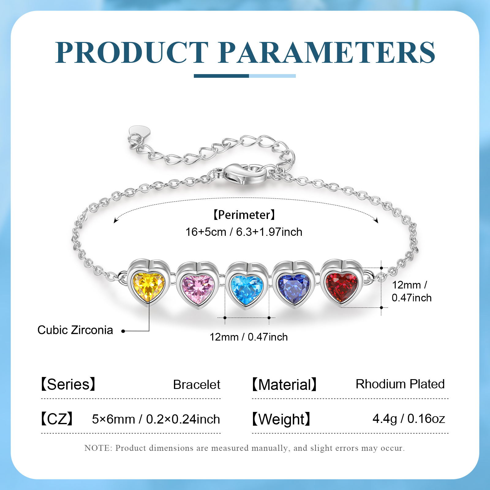 Heart Bracelet with 5 Birthstones – Personalised Gift for Mum, Nana or Partner | Jessemade