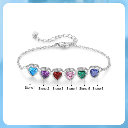 Heart Bracelet with 6 Birthstones – Personalised Gift for Mum, Nana or Partner | Jessemade