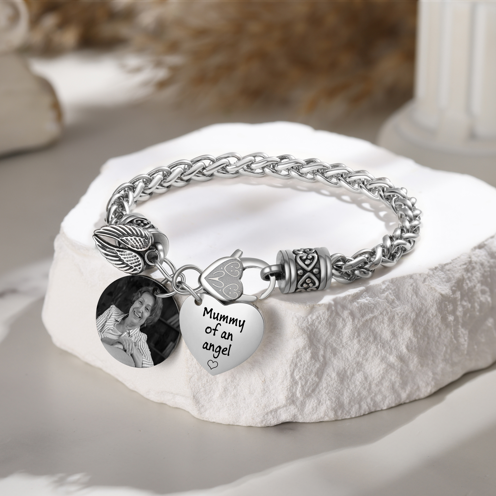 Personalised Photo Memorial Bracelet Mummy of an angel Gift for Family Gift Set