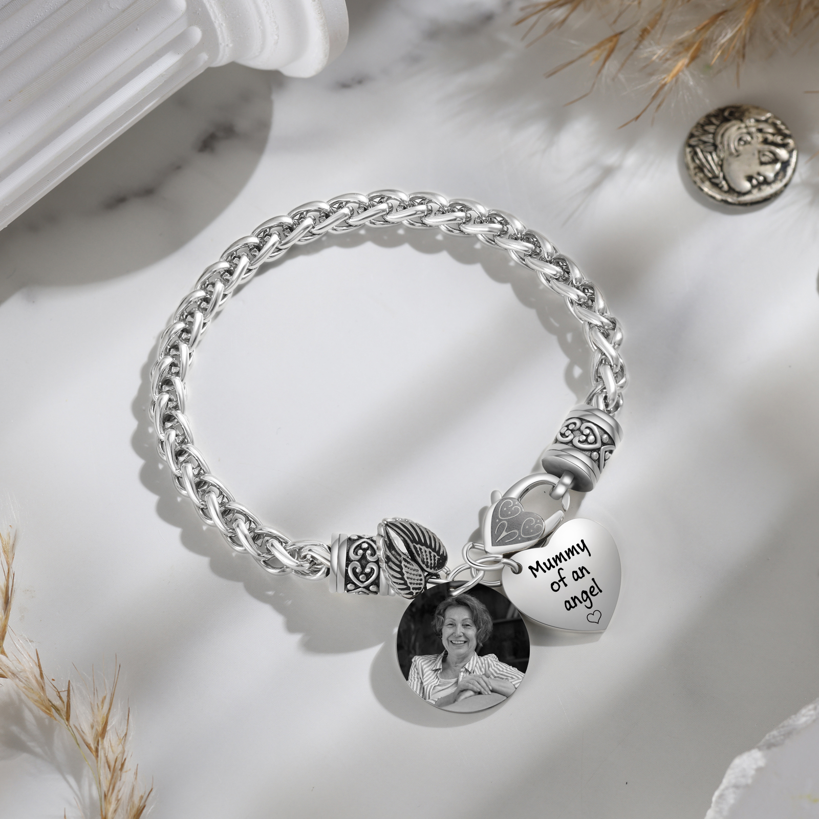 Personalised Photo Memorial Bracelet Mummy of an angel Gift for Family Gift Set