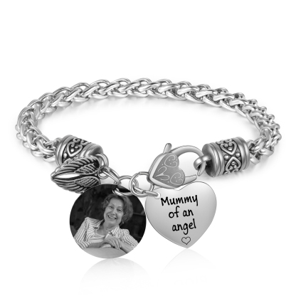 Personalised Photo Memorial Bracelet Mummy of an angel Gift for Family Gift Set