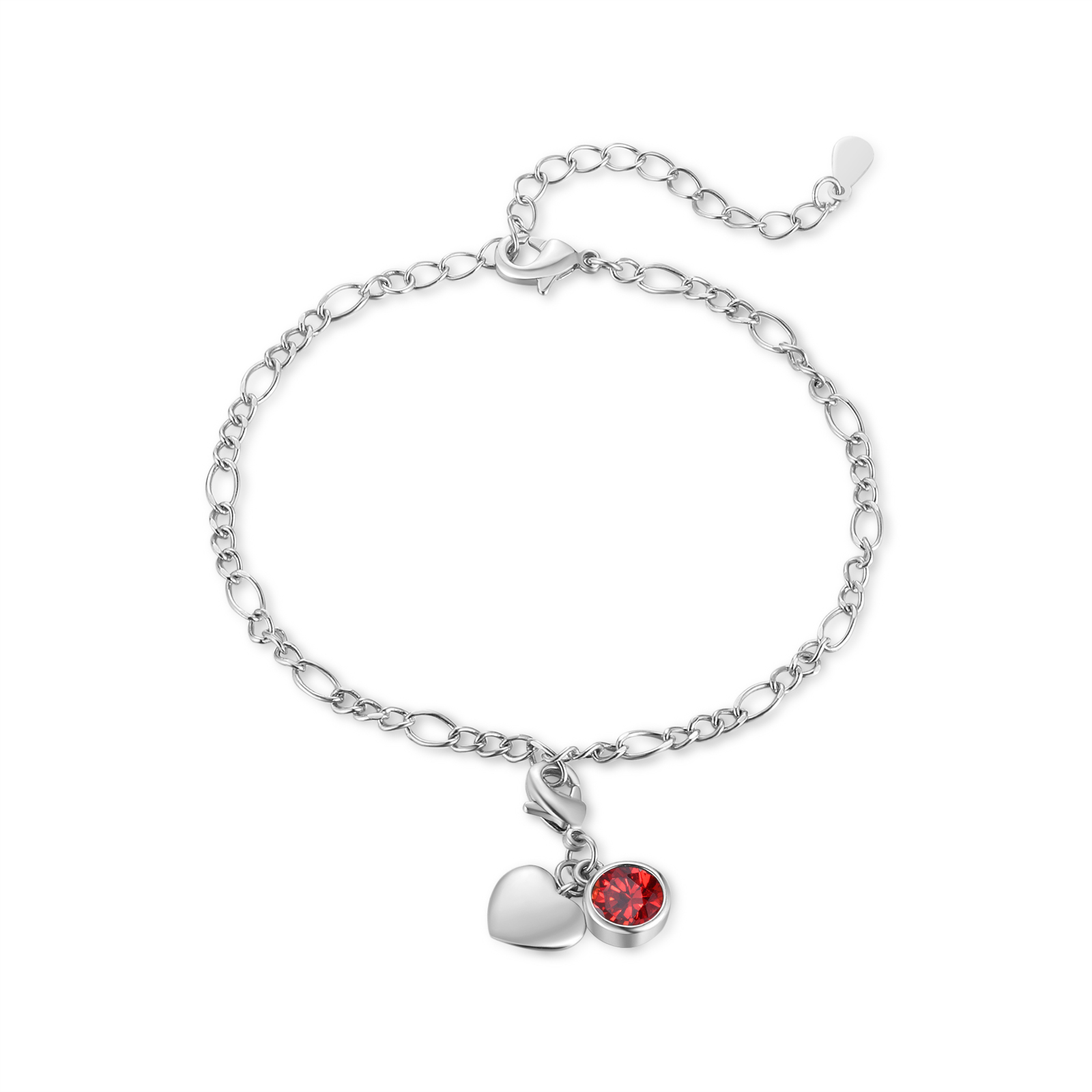 Heart Bracelet Personalised with 1 Name and Birthstone Bracelet Gift for Woman with 2 Colors | Jessemade