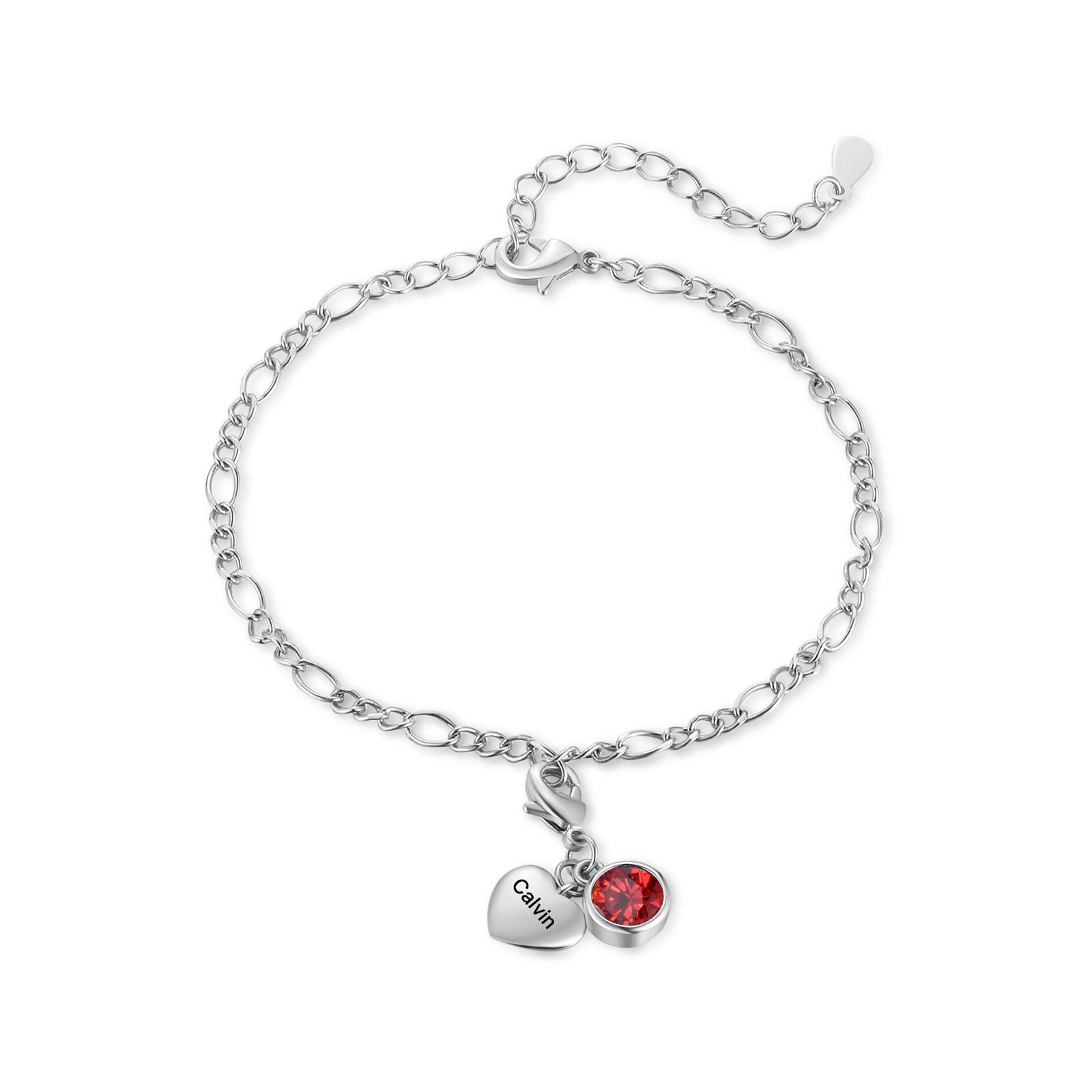 Heart Bracelet Personalised with 1 Name and Birthstone Bracelet Gift for Woman with 2 Colors | Jessemade