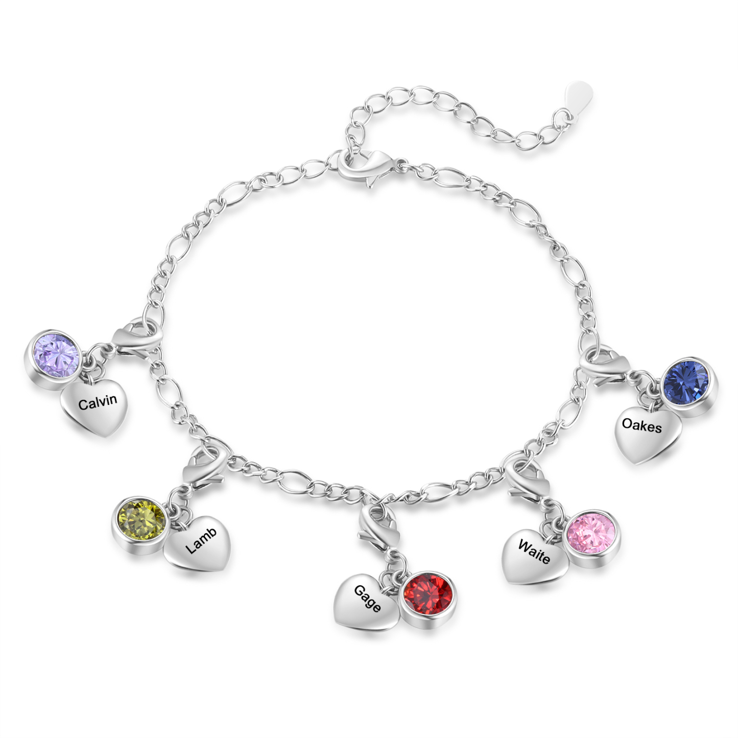 Custom 5 Names and Birthstones Bracelet – Personalised Family Gift | Jessemade