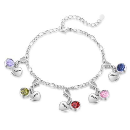 Custom 5 Names and Birthstones Bracelet – Personalised Family Gift | Jessemade