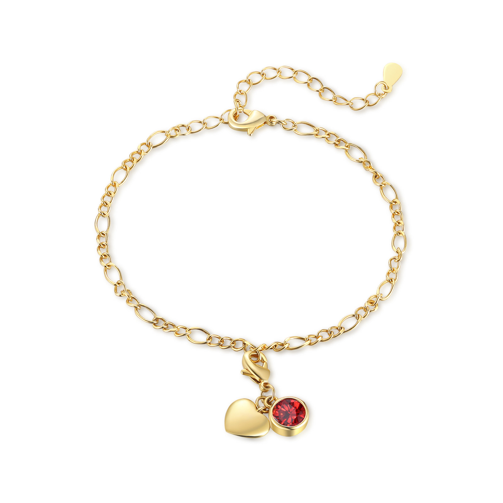 Heart Bracelet Personalised with 1 Name and Birthstone Bracelet Gift for Woman with 2 Colors | Jessemade