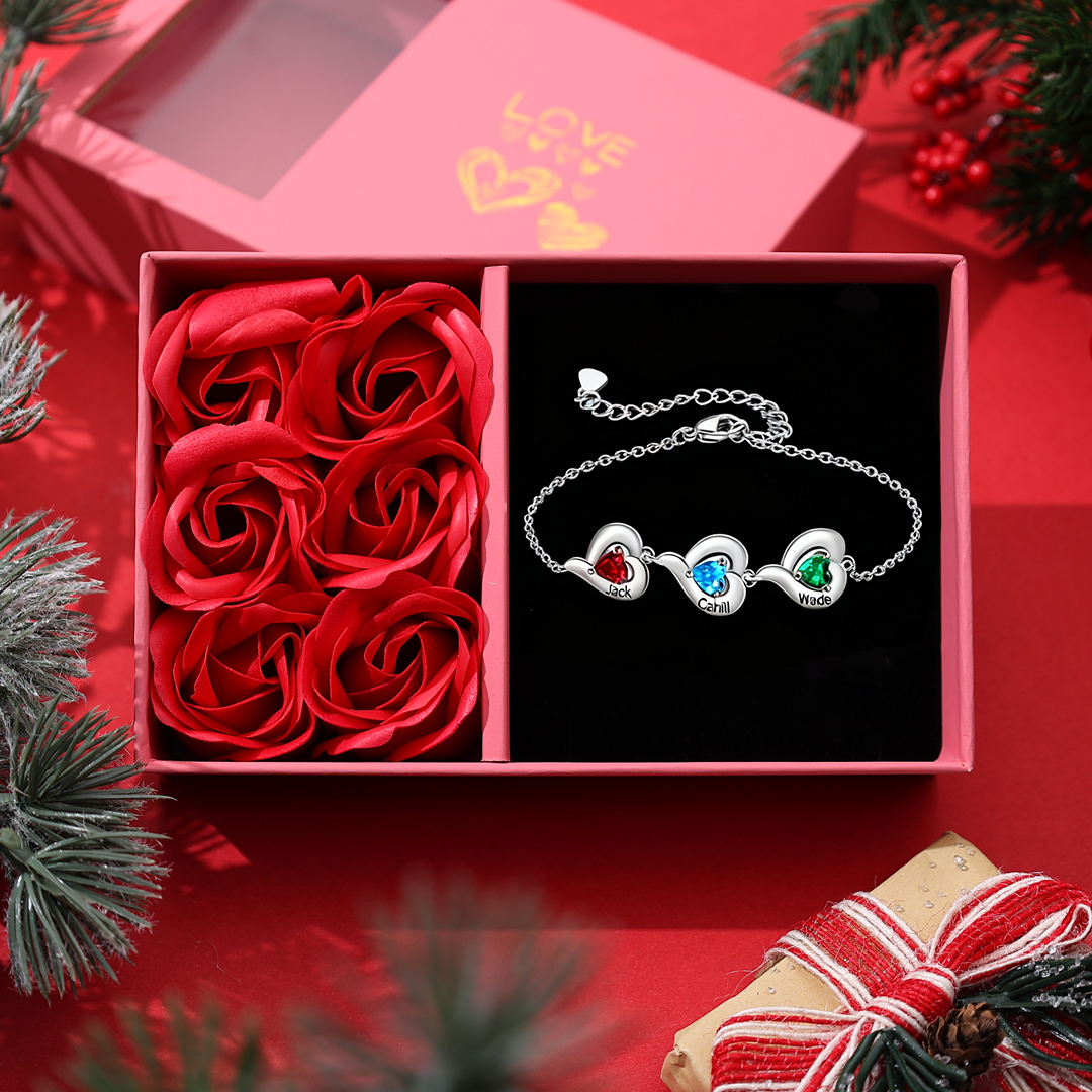 Birthstone Bracelet 1 to 5 Names and Stones Birthday | Jessemade